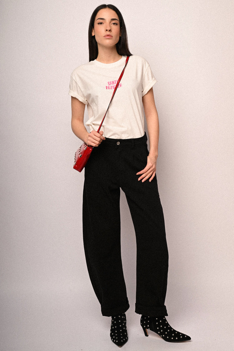 Embroidered text t-shirt
