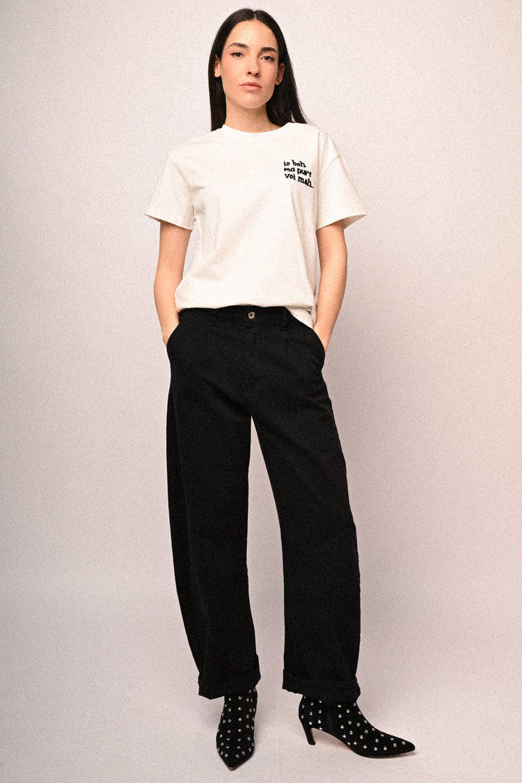 Embroidered text t-shirt