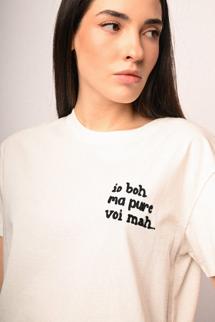 Embroidered text t-shirt