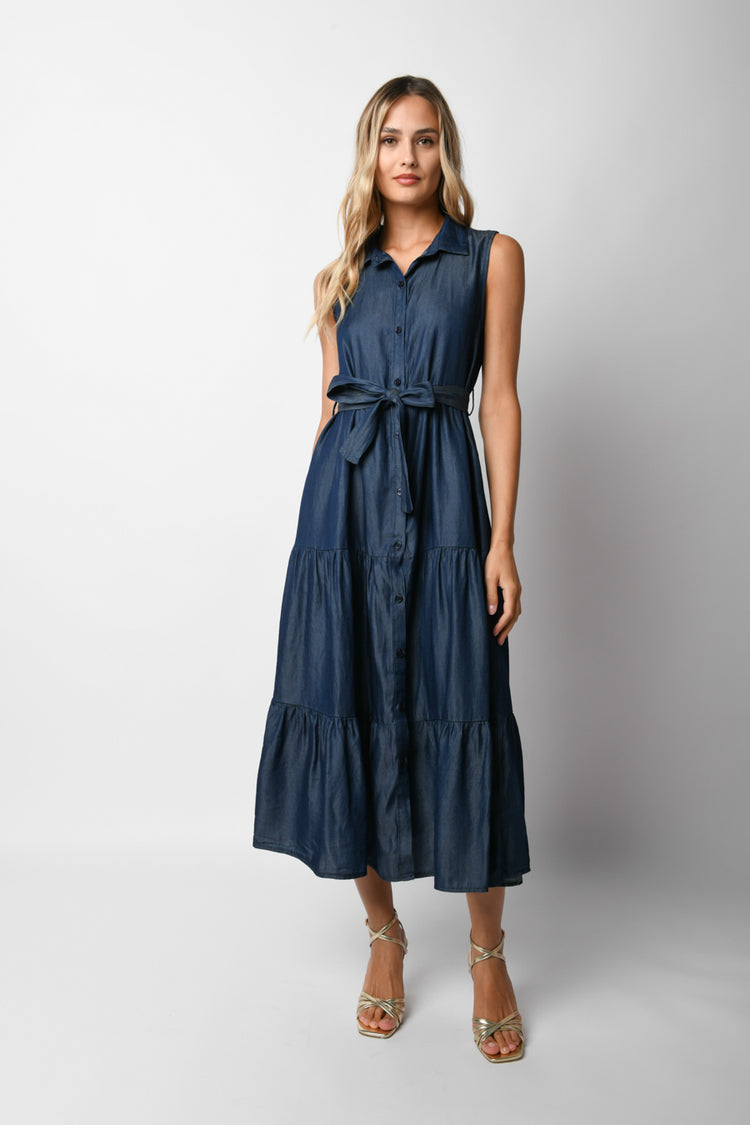 Tiered long shirt dress