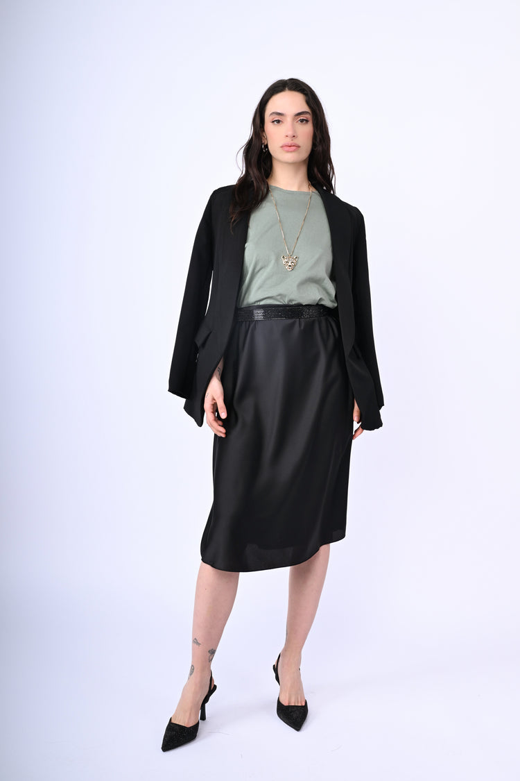 Satin midi skirt