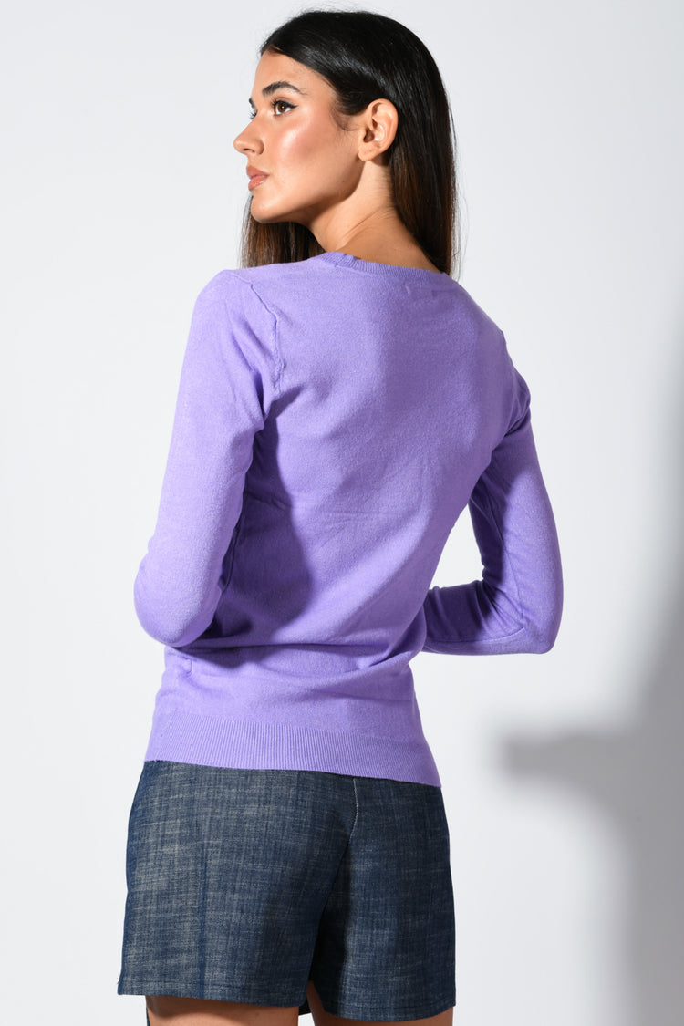 Viscose-blend crew neck sweater