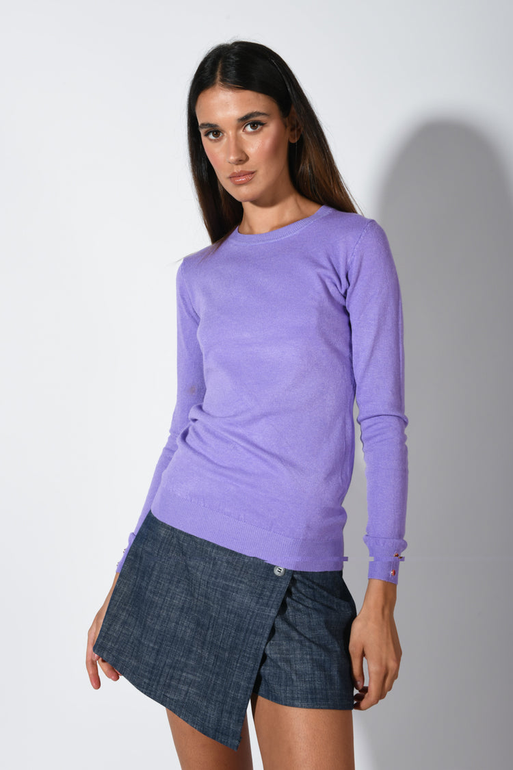 Viscose-blend crew neck sweater