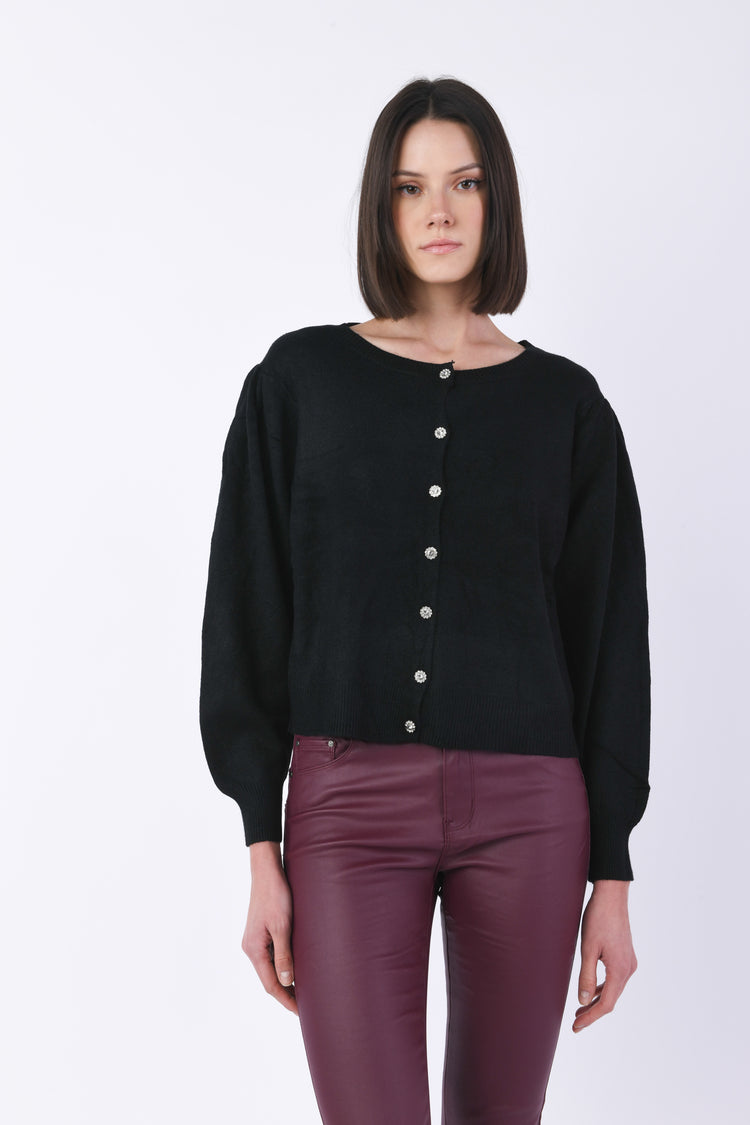 Puffed sleeves cardigan