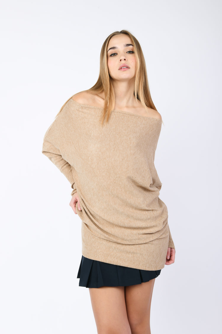 Off-the-shoulder oversized sweater