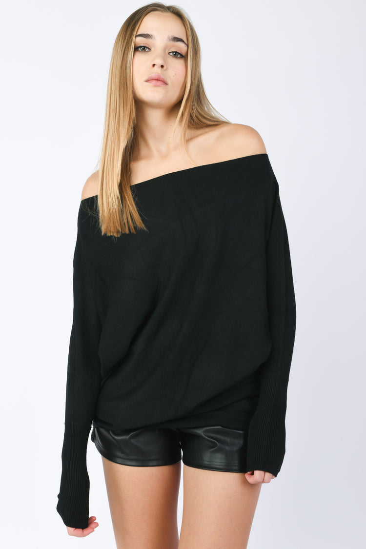 Off-the-shoulder oversized sweater