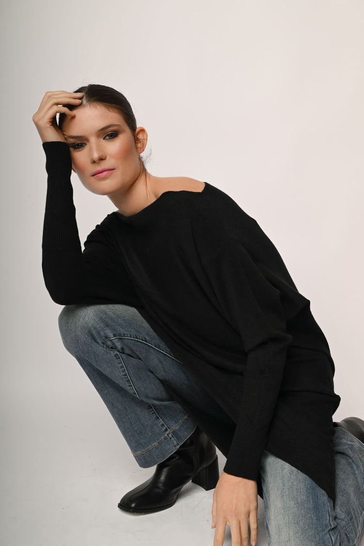 Off-the-shoulder oversized sweater