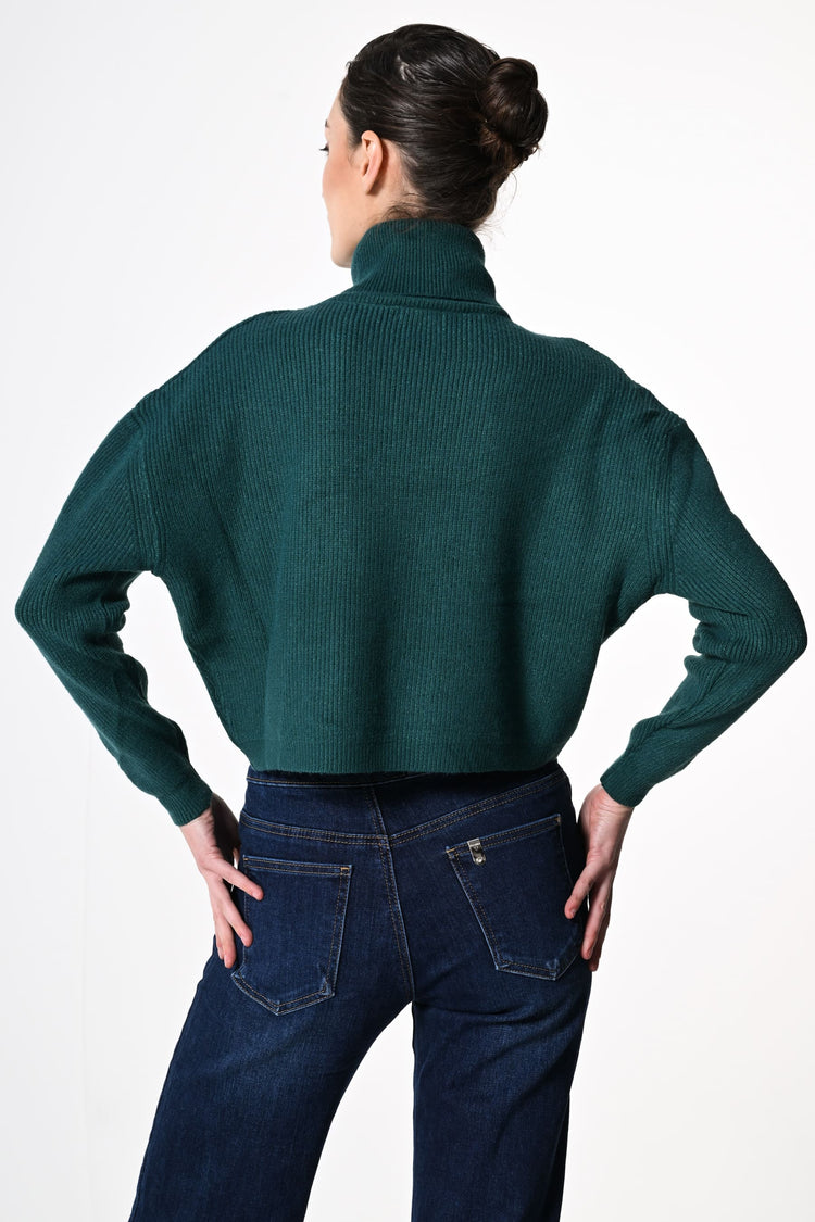 Ribbed knit cropped turtleneck
