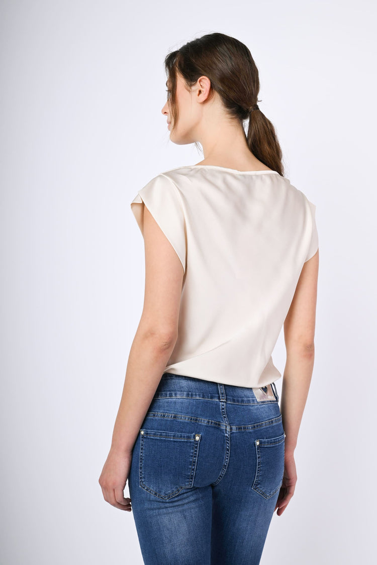 Draped neck top