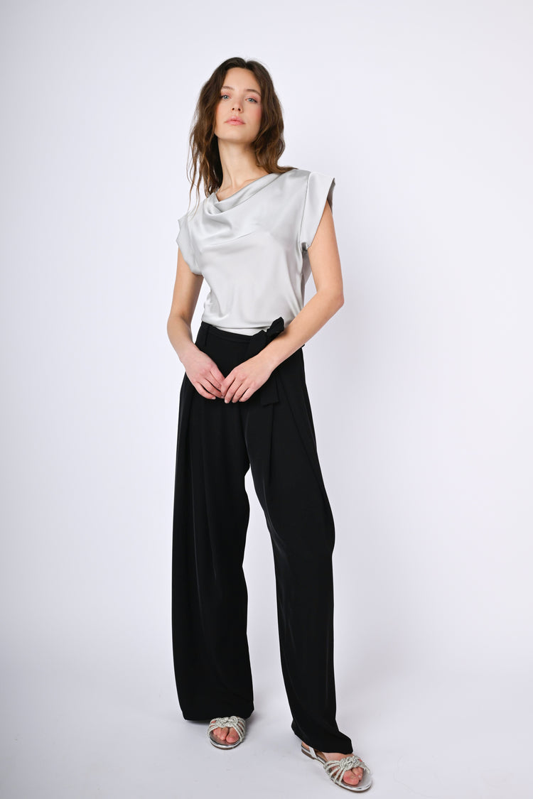 Draped neck top