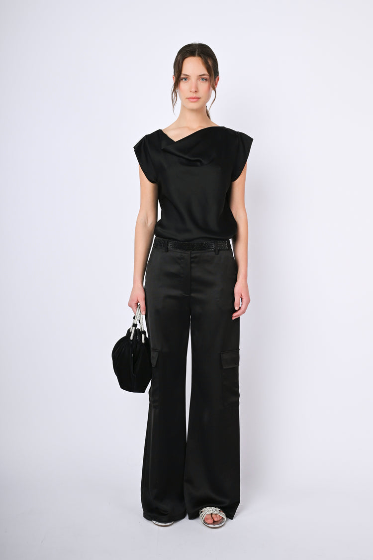 Draped neck top