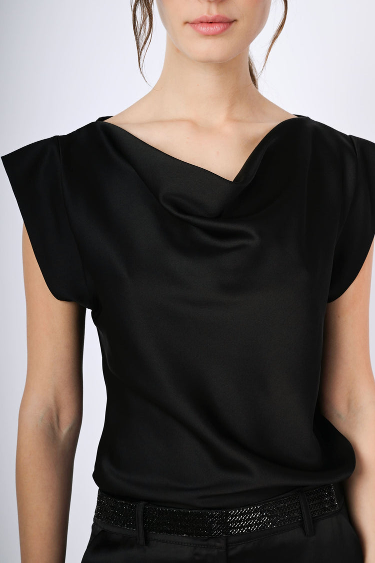Draped neck top