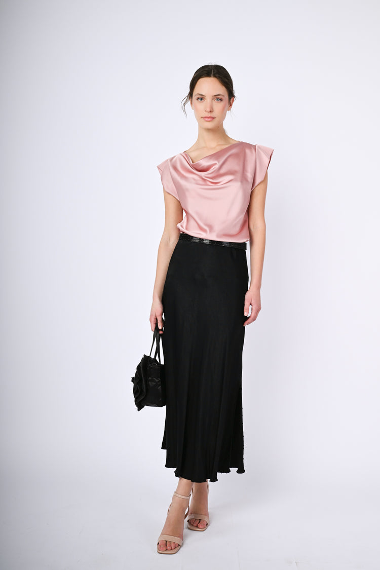 Draped neck top