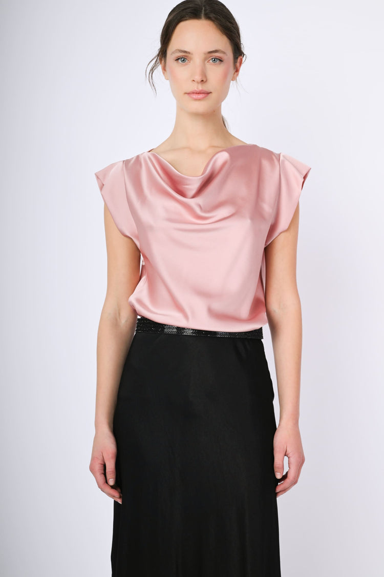Draped neck top