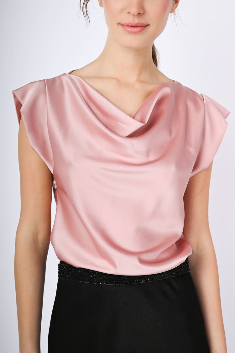 Draped neck top