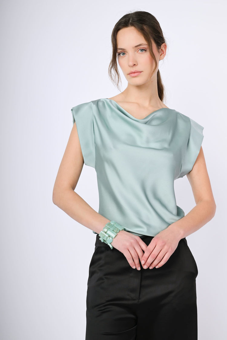 Draped neck top