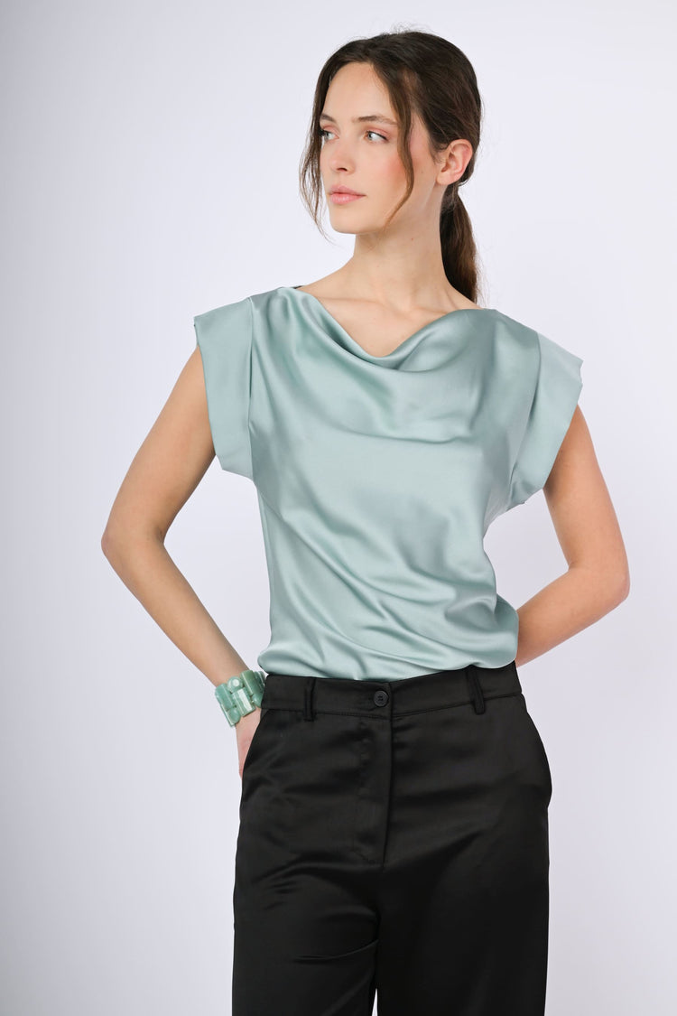 Draped neck top
