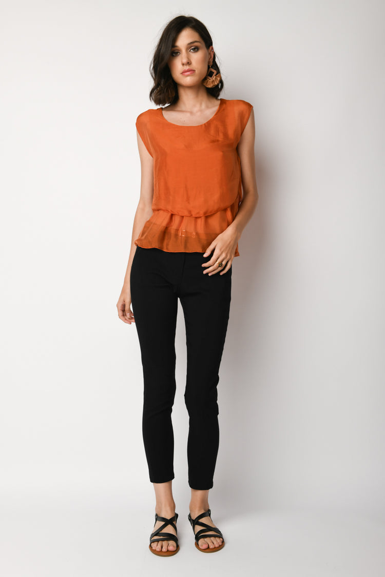 Belted slim-fit trousers