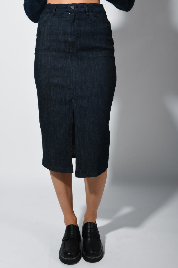 Denim pencil skirt