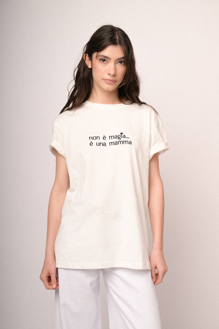 Embroidered text white cotton t-shirt