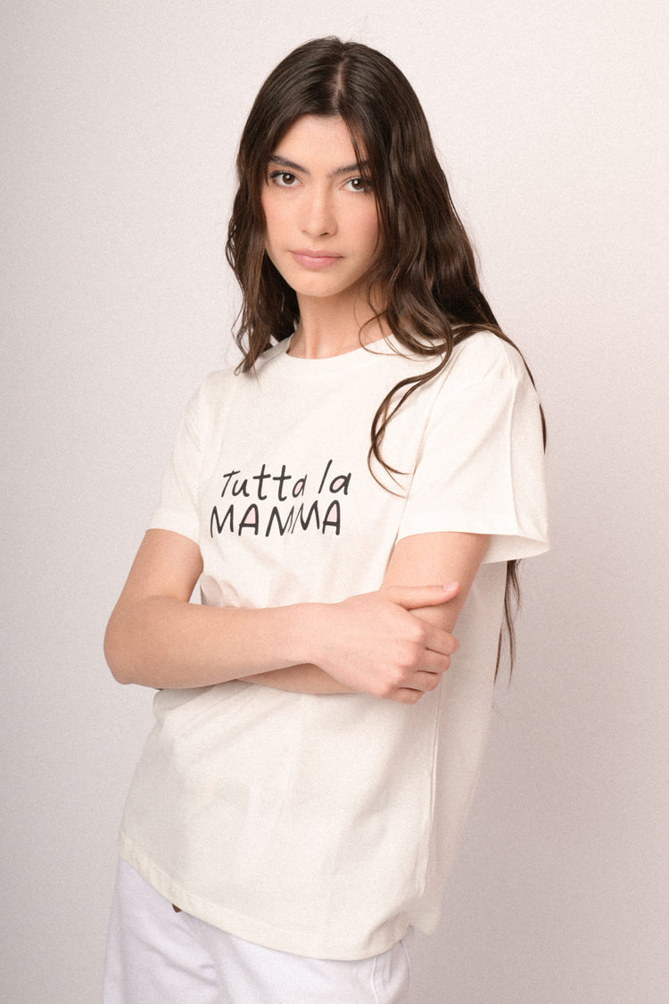 Printed text white cotton t-shirt