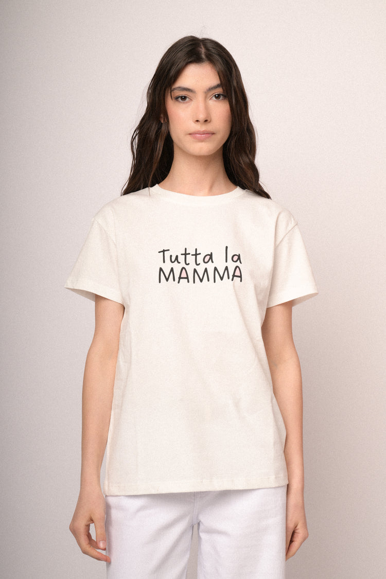 Printed text white cotton t-shirt