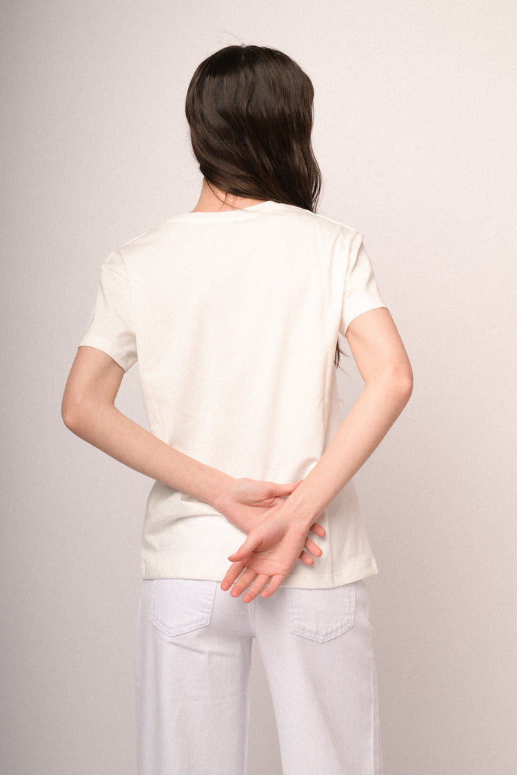 Printed text white cotton t-shirt
