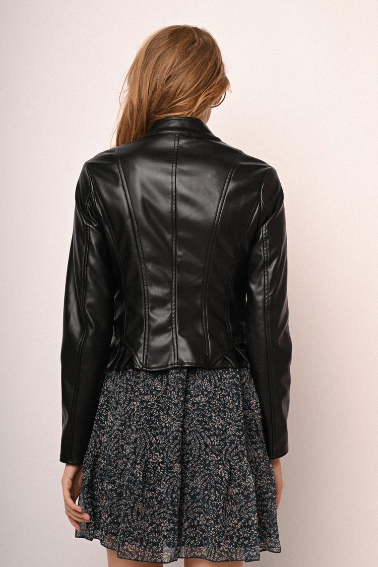 Frills faux leather jacket
