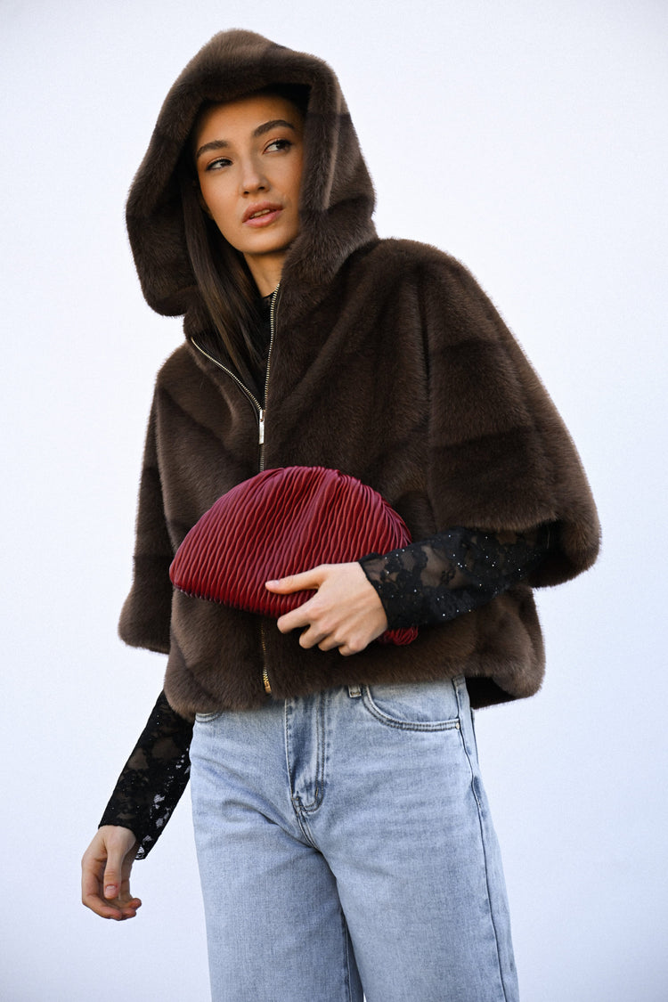 Faux fur hooded jacket