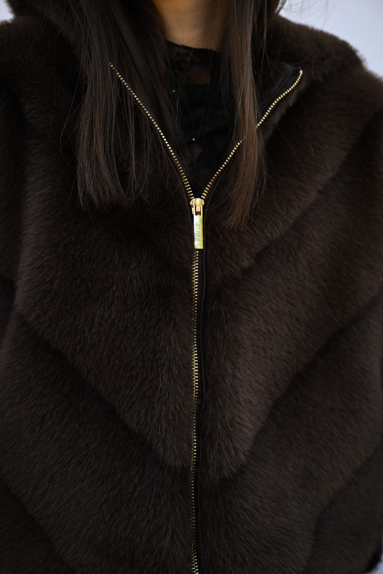 Faux fur hooded jacket