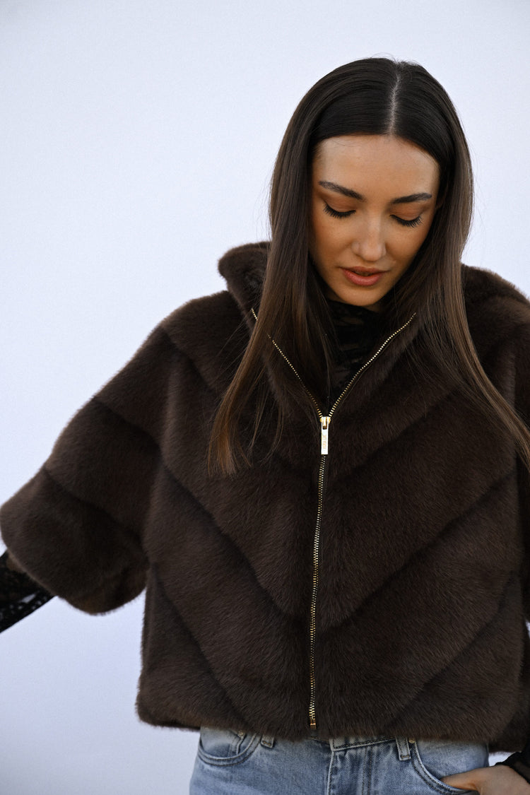 Faux fur hooded jacket
