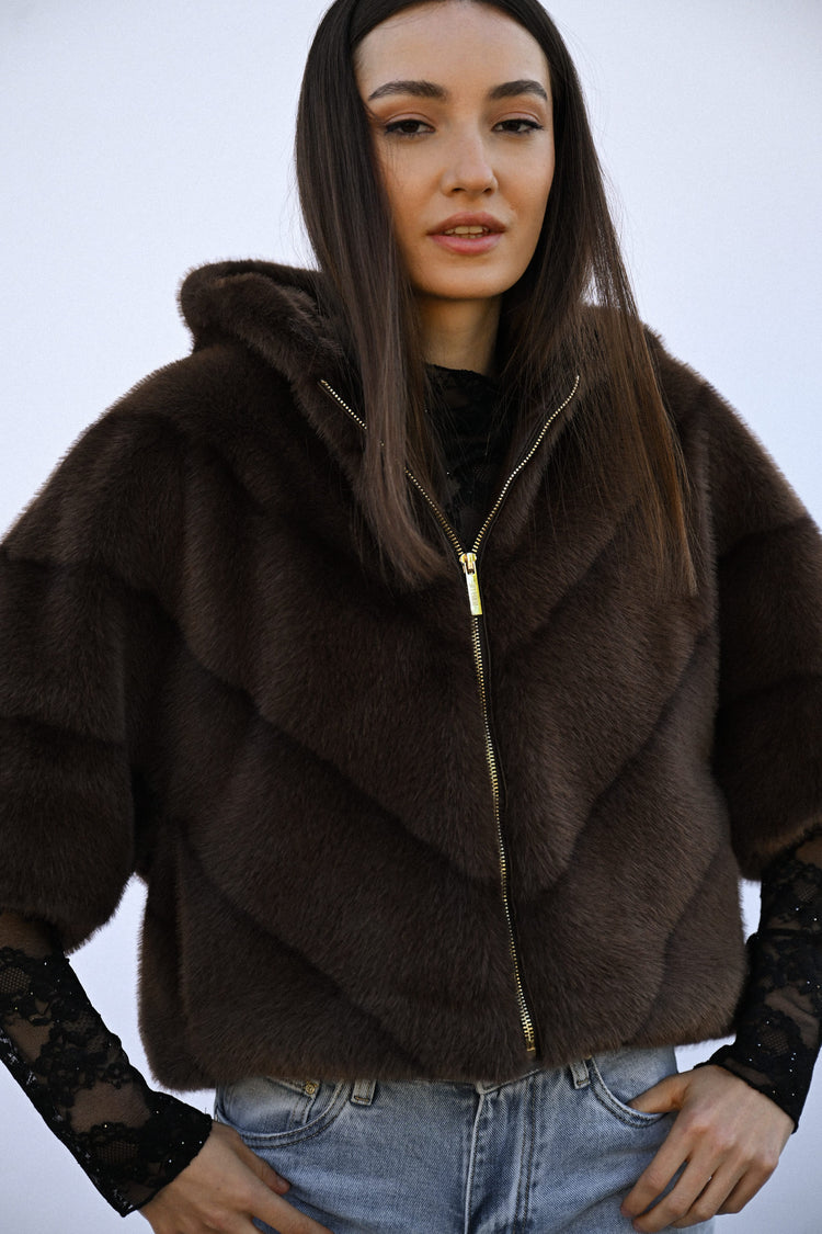 Faux fur hooded jacket