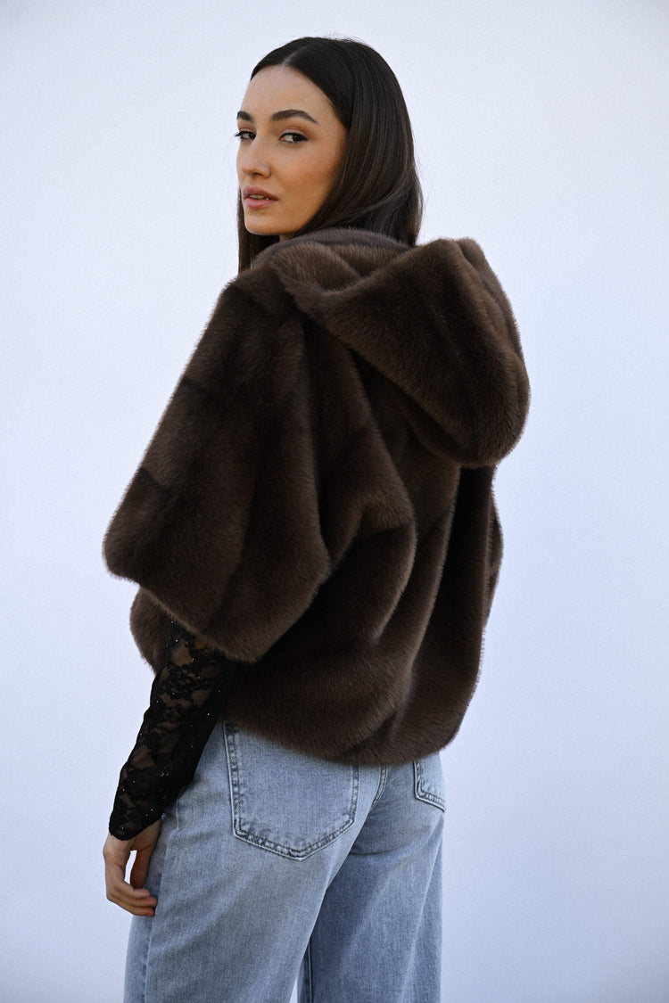 Faux fur hooded jacket