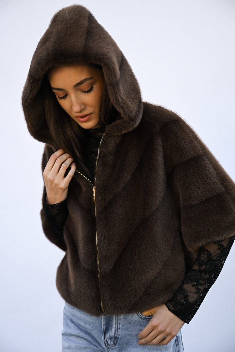 Faux fur hooded jacket