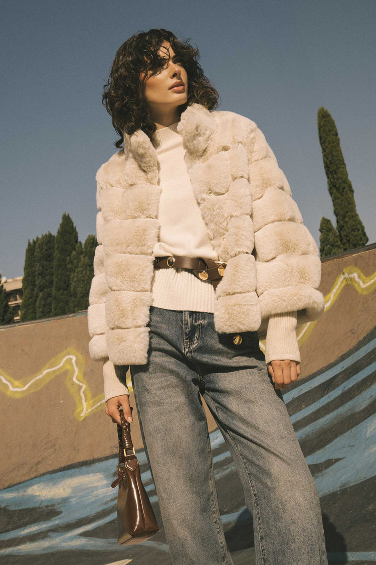 Quilted faux fur jacket