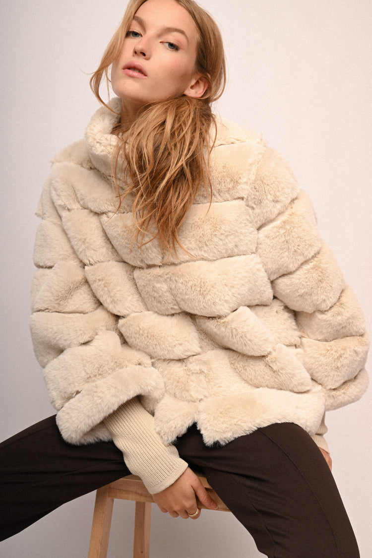 Quilted faux fur jacket