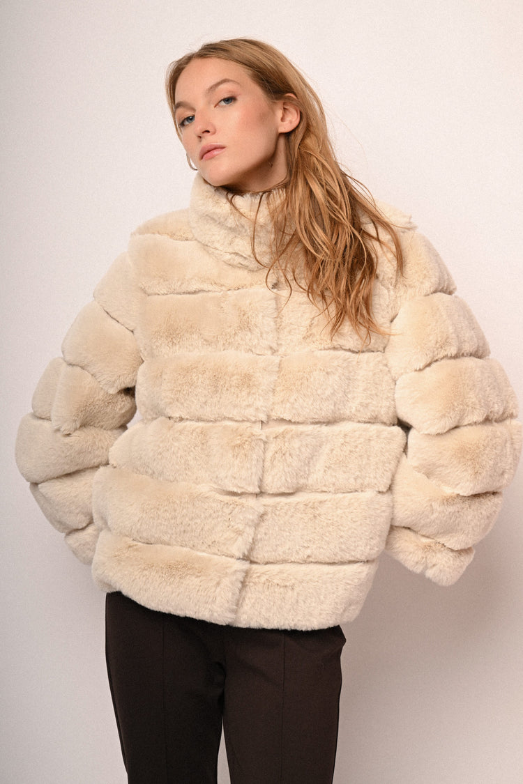 Quilted faux fur jacket