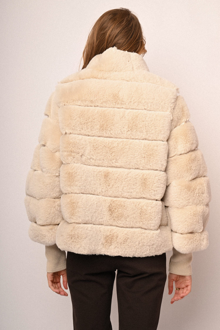 Quilted faux fur jacket