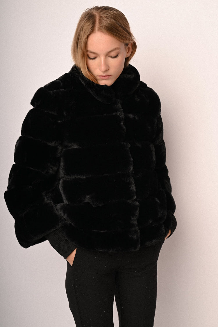 Quilted faux fur jacket