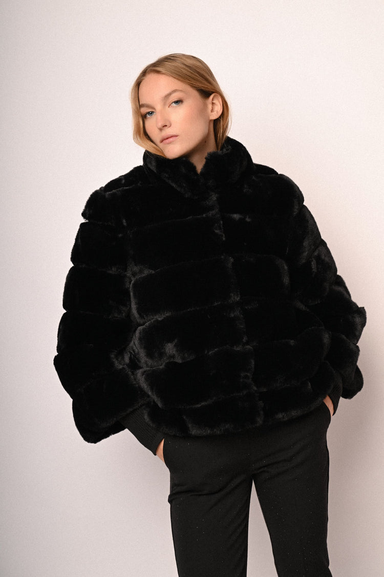Quilted faux fur jacket