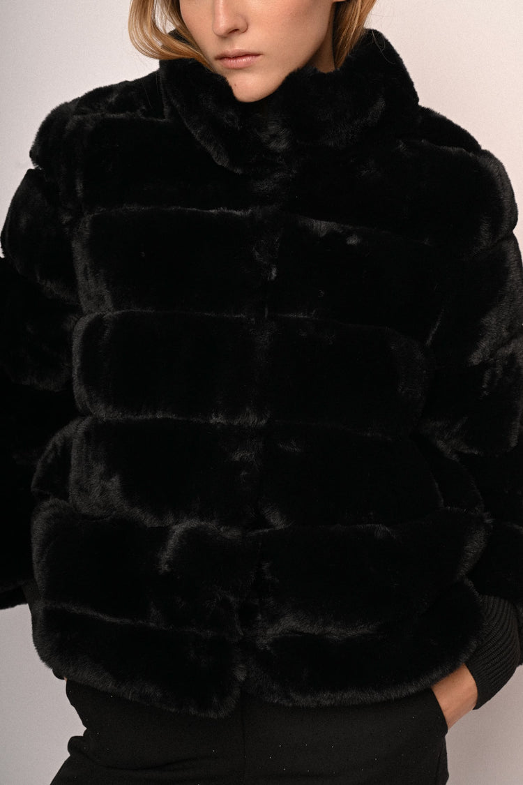 Quilted faux fur jacket