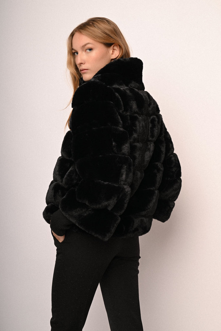 Quilted faux fur jacket