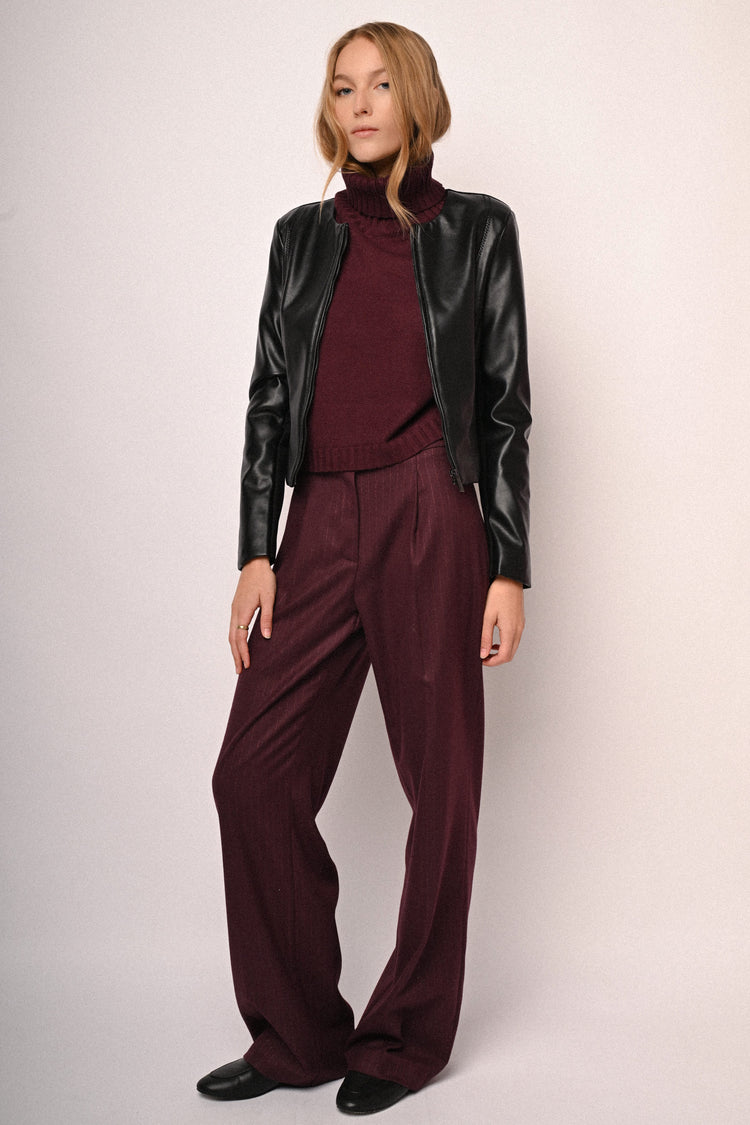 Faux leather basic jacket