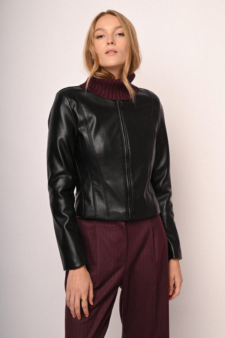 Faux leather basic jacket