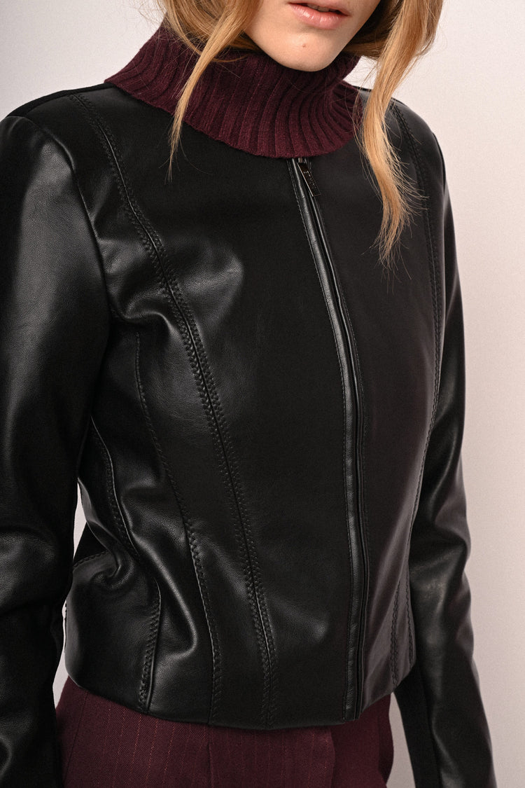 Faux leather basic jacket