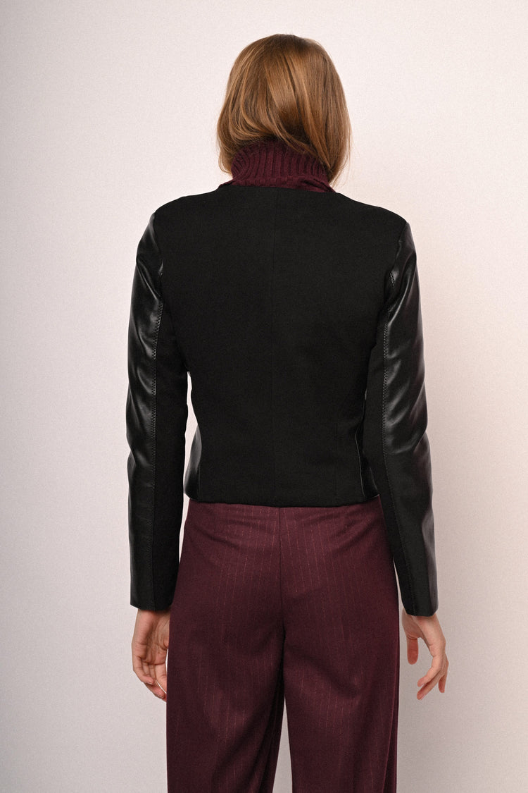 Faux leather basic jacket