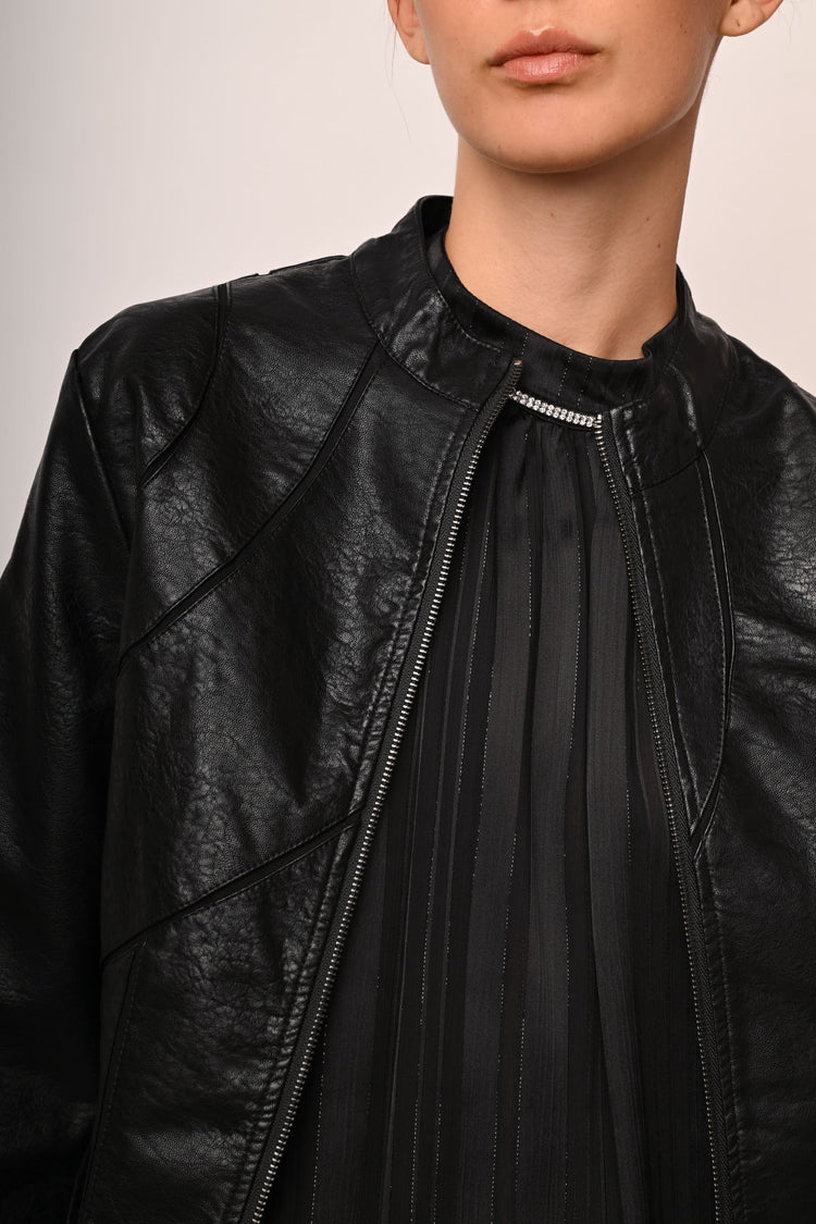 Faux leather biker-style jacket