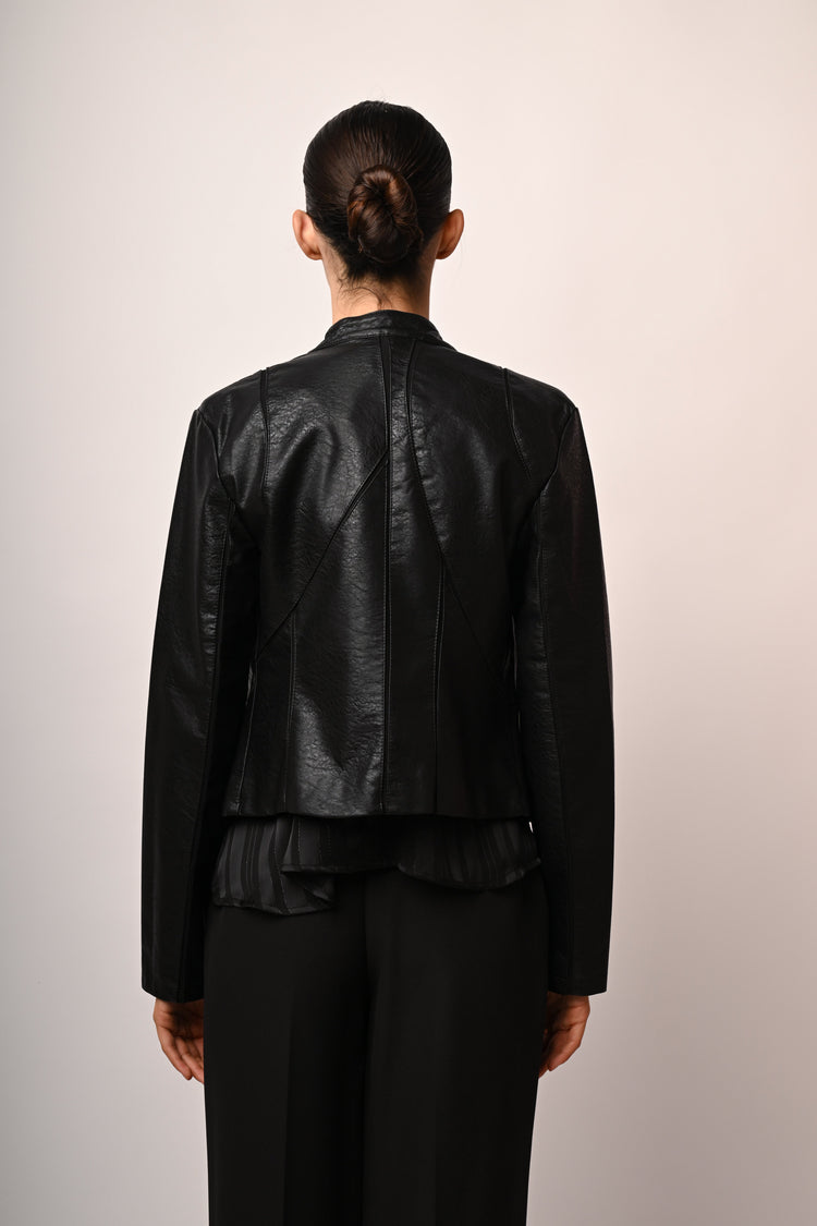 Faux leather biker-style jacket