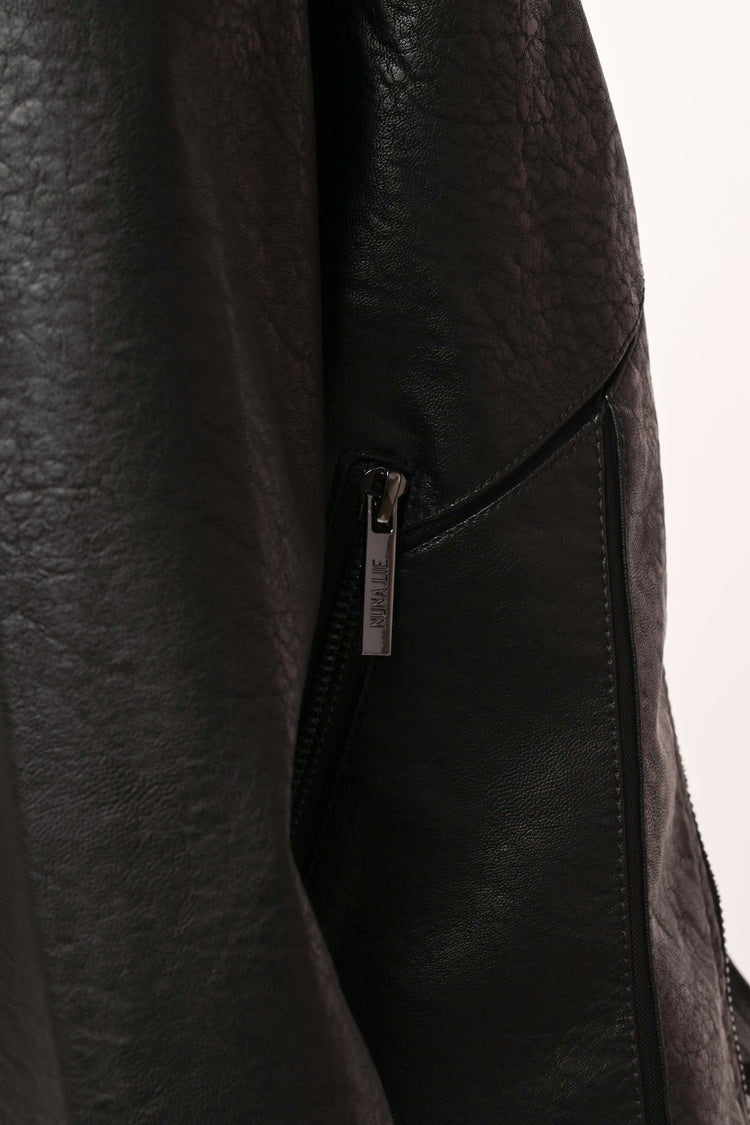 Faux leather biker-style jacket