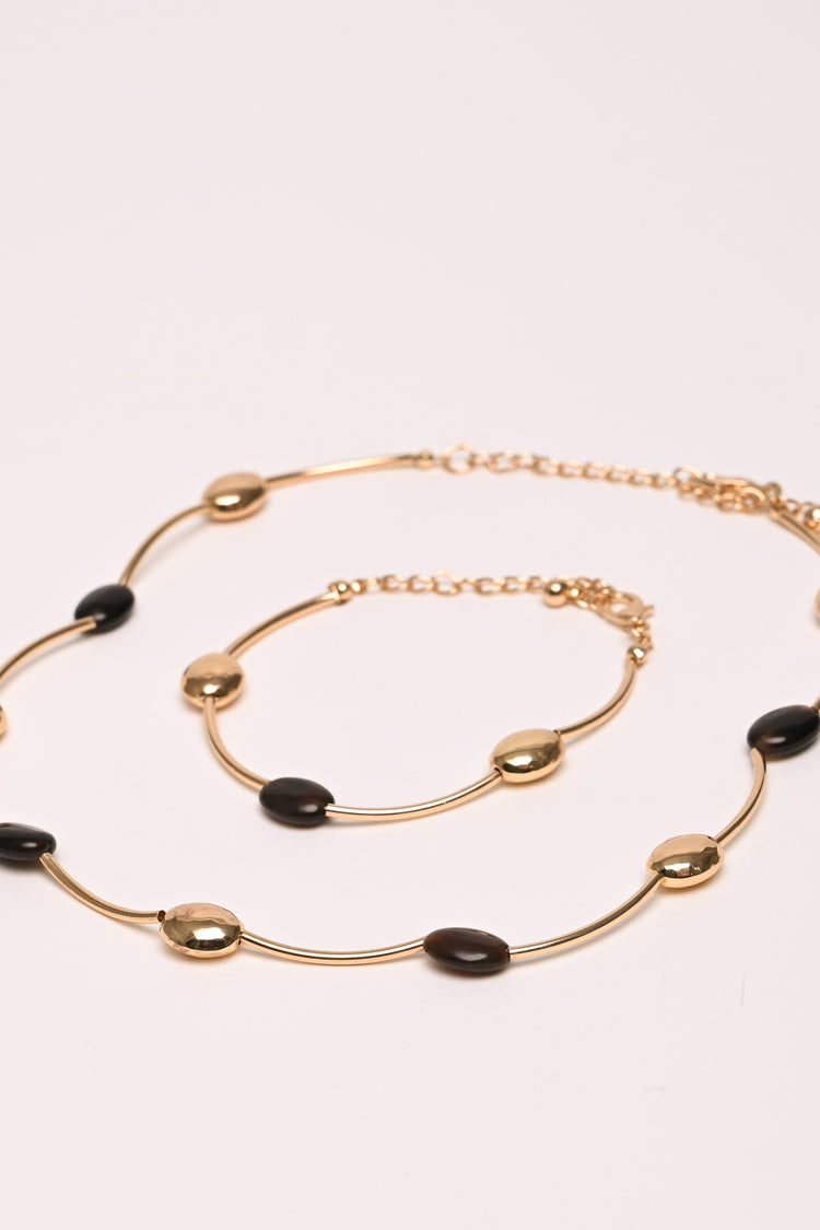 Stones necklace + bracelet set